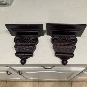 Vintage Ornate Wall Wood Sconces PreOwned
